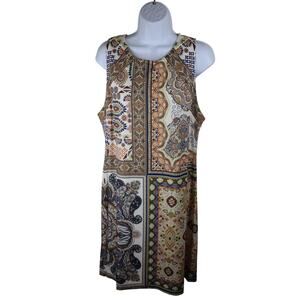 Hale Bob Heidi Dress Large Ivory Paisley Patchwork Matte Jersey Sheath Lined NWT